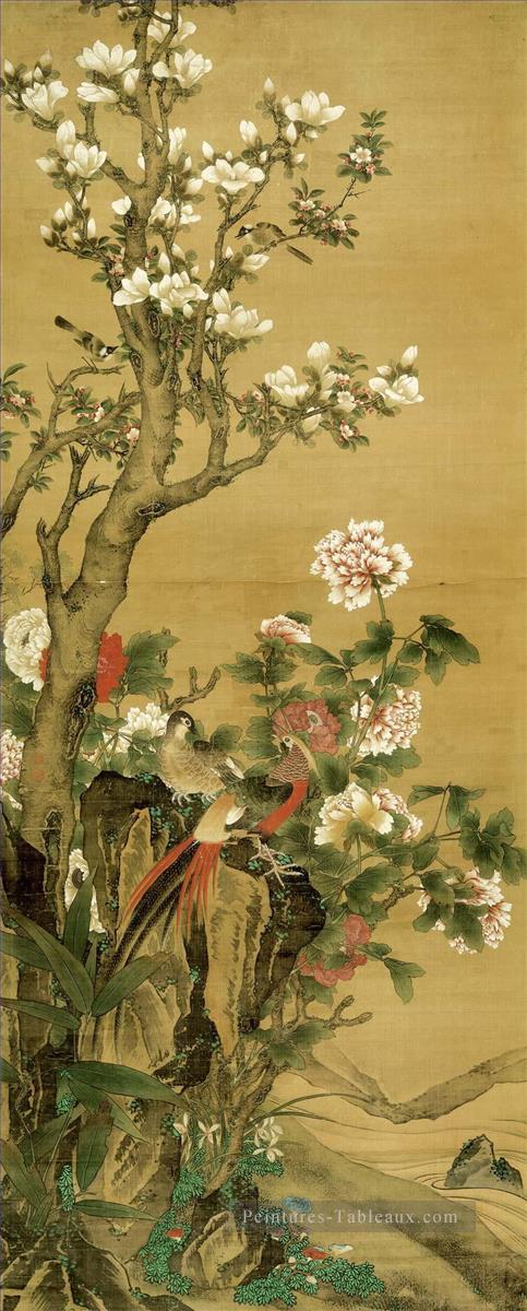 Humei affluence oiseaux et fleurs chinois traditionnel Peintures à l'huile